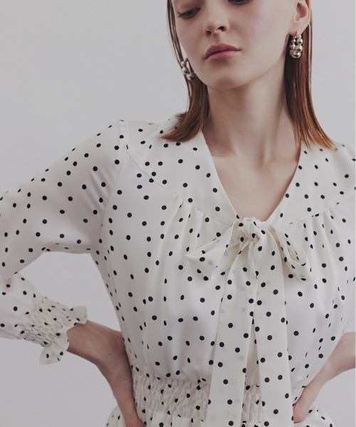 PINKY&DIANNE（ピンキーアンドダイアン）の「◆ドットプリントリボンワンピース（ワンピース・レディース・ホワイト系その他2/ブラック系その他・38/36）」の3枚目の写真