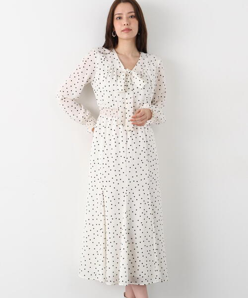 PINKY&DIANNE（ピンキーアンドダイアン）の「◆ドットプリントリボンワンピース（ワンピース・レディース・ホワイト系その他2/ブラック系その他・38/36）」の4枚目の写真