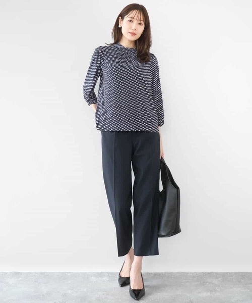 MK MICHEL KLEIN（エムケーミッシェルクラン）の「幾何柄ジャージーカットソー/洗える（Tシャツ/カットソー・レディース・ライトブルー/ネイビー・38）」の5枚目の写真