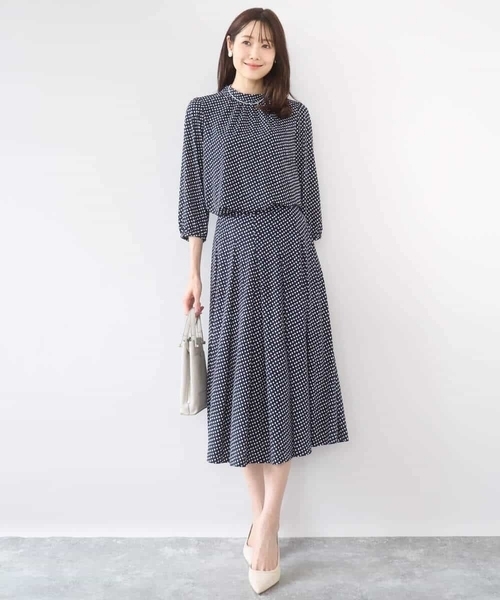 MK MICHEL KLEIN（エムケーミッシェルクラン）の「幾何柄ジャージーカットソー/洗える（Tシャツ/カットソー・レディース・ライトブルー/ネイビー・38）」の7枚目の写真