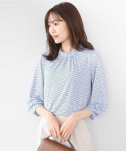 MK MICHEL KLEIN（エムケーミッシェルクラン）の「幾何柄ジャージーカットソー/洗える（Tシャツ/カットソー・レディース・ライトブルー/ネイビー・38）」の10枚目の写真