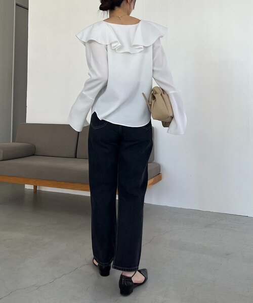 CAPRICIEUX LE'MAGE(カプリシューレマージュ)の「フリルリボンブラウス(シャツ/ブラウス・レディース・ブラック/ホワイト/ピンク・FREE)」の5枚目の写真