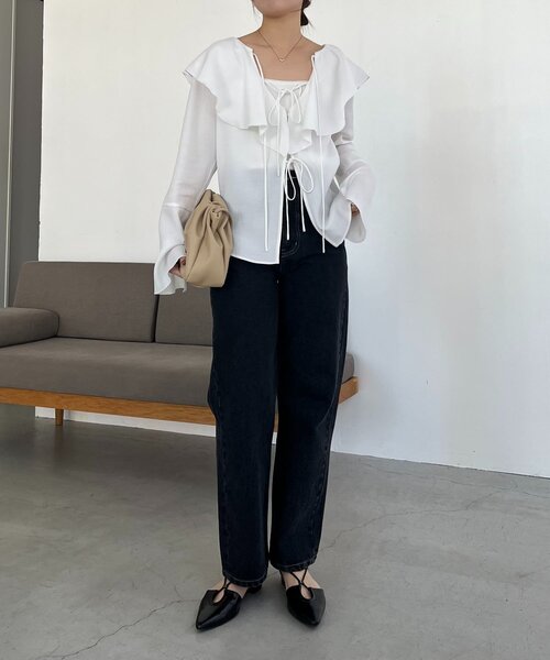 CAPRICIEUX LE'MAGE(カプリシューレマージュ)の「フリルリボンブラウス(シャツ/ブラウス・レディース・ブラック/ホワイト/ピンク・FREE)」の6枚目の写真