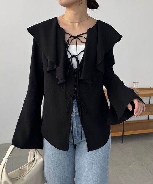 CAPRICIEUX LE'MAGE(カプリシューレマージュ)の「フリルリボンブラウス(シャツ/ブラウス・レディース・ブラック/ホワイト/ピンク・FREE)」の7枚目の写真