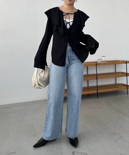 CAPRICIEUX LE'MAGE(カプリシューレマージュ)の「フリルリボンブラウス(シャツ/ブラウス・レディース・ブラック/ホワイト/ピンク・FREE)」の9枚目の写真