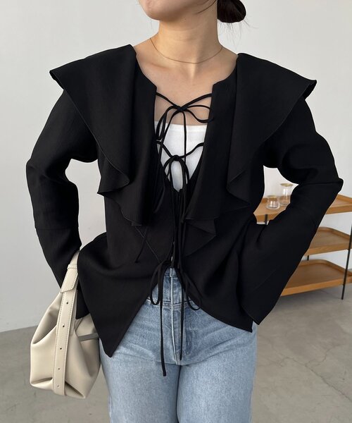 CAPRICIEUX LE'MAGE(カプリシューレマージュ)の「フリルリボンブラウス(シャツ/ブラウス・レディース・ブラック/ホワイト/ピンク・FREE)」の12枚目の写真