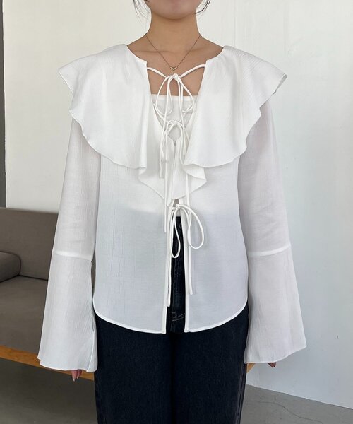 CAPRICIEUX LE'MAGE(カプリシューレマージュ)の「フリルリボンブラウス(シャツ/ブラウス・レディース・ブラック/ホワイト/ピンク・FREE)」の16枚目の写真