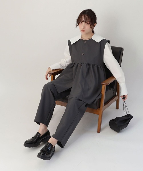NOAHL(ノアル)の「【NOAHL】ギャザー切り替えベスト(ベスト・レディース・ブラック/グレー系/サンドベージュ・FREE)」の16枚目の写真
