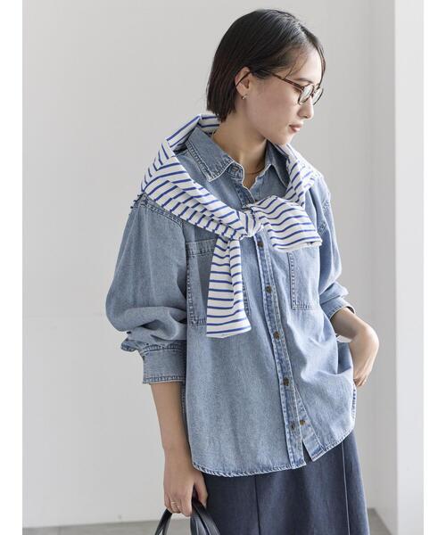 Te chichi(テチチ)の「デニムシャツ(シャツ/ブラウス・レディース・ネイビー/サックスブルー・F)」の5枚目の写真