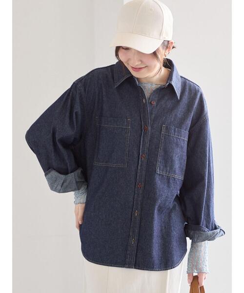 Te chichi(テチチ)の「デニムシャツ(シャツ/ブラウス・レディース・ネイビー/サックスブルー・F)」の9枚目の写真