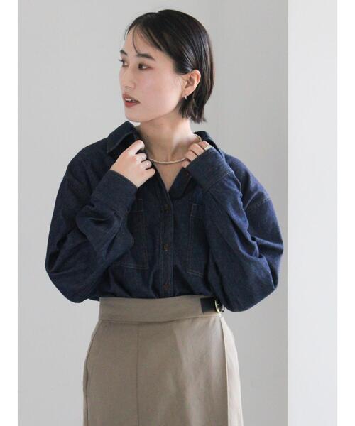Te chichi(テチチ)の「デニムシャツ(シャツ/ブラウス・レディース・ネイビー/サックスブルー・F)」の12枚目の写真