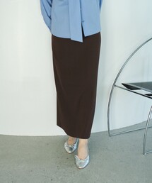 【スタイルアップ見え】リブニットロングスカート
