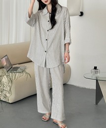 DAY CLOSET(�f�C �N���[�[�b�g)�́y�Z�b�g�A�b�v/���Ȃꌩ�����b�V���[���H�z7���� �X�g���C�v�� �A�V�����E���h�w�� �V���c+�����O�p���c �㉺2�_�Z�b�g ���f�B�[�X(���[���E�F�A/�p�W���})