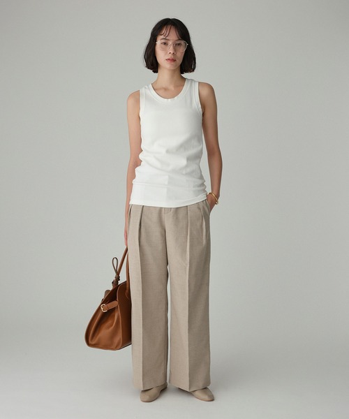 BABYLONE（バビロン）の「【多機能素材】リネンライクストレッチスラックス（スラックス・レディース・ベージュ/チャコール・38inch/36inch/34inch）」の2枚目の写真