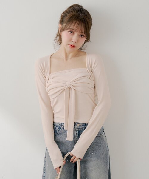 ボレロ風リボントップス（Tシャツ/カットソー）｜Chico（チコ）の