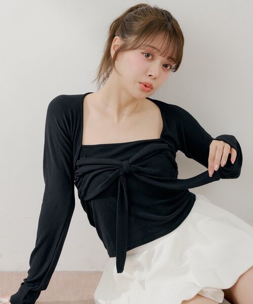かちこ様　トップス ボレロ風リボントップス（Tシャツ/カットソー）｜Chico（チコ）の