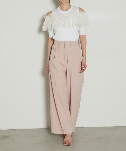 &. NOSTALGIA（アンドドットノスタルジア）の「ラインタックストレートパンツ（その他パンツ・レディース・ブラック/ピンク・M）」の6枚目の写真