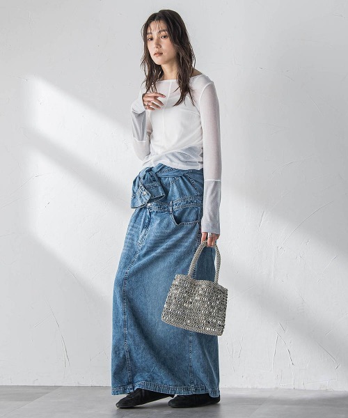 MAYSON GREY（メイソングレイ）の「2WAYラメカフスインナー≪洗濯機で洗える≫（Tシャツ/カットソー・レディース・チャコールグレー/オフホワイト・M）」の13枚目の写真