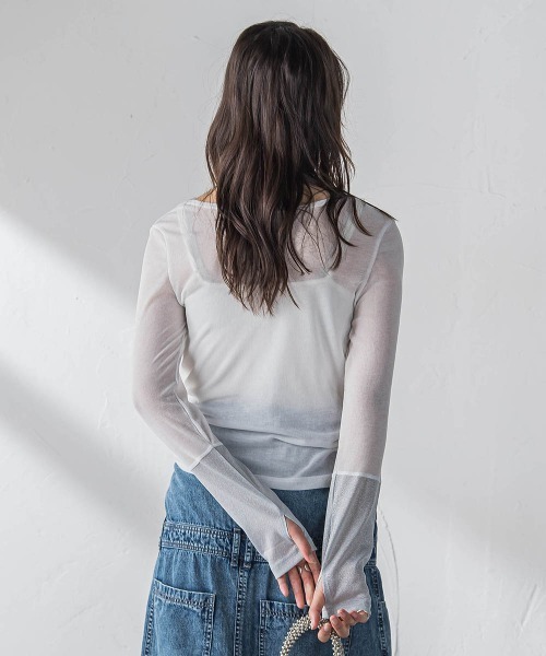 MAYSON GREY（メイソングレイ）の「2WAYラメカフスインナー≪洗濯機で洗える≫（Tシャツ/カットソー・レディース・チャコールグレー/オフホワイト・M）」の12枚目の写真