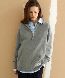 Wool Knit Half-zip Pullover - Melange Grey