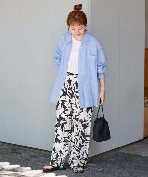 B.C STOCK（ベーセーストック）の「《S/Mサイズ展開》手洗い可 / 2WAYフレンチリネンシャツ（シャツ/ブラウス・レディース・ピンク/ホワイト/イエロー/ブルー/ライトブルー/アイボリー/ブラック/オレンジ/エメラルドブルー・MEDIUM/SMALL）」の14枚目の写真