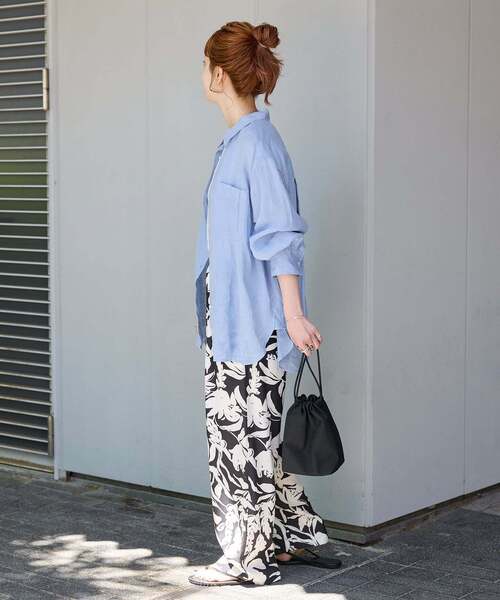 B.C STOCK（ベーセーストック）の「《S/Mサイズ展開》手洗い可 / 2WAYフレンチリネンシャツ（シャツ/ブラウス・レディース・ピンク/ホワイト/イエロー/ブルー/ライトブルー/アイボリー/ブラック/オレンジ/エメラルドブルー・MEDIUM/SMALL）」の15枚目の写真