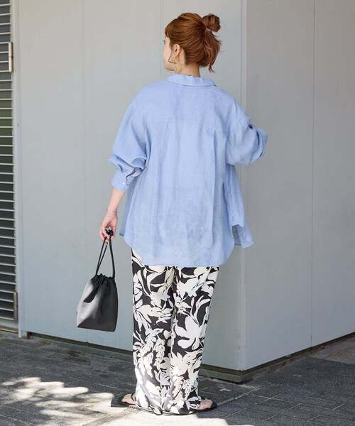 B.C STOCK（ベーセーストック）の「《S/Mサイズ展開》手洗い可 / 2WAYフレンチリネンシャツ（シャツ/ブラウス・レディース・ピンク/ホワイト/イエロー/ブルー/ライトブルー/アイボリー/ブラック/オレンジ/エメラルドブルー・MEDIUM/SMALL）」の16枚目の写真