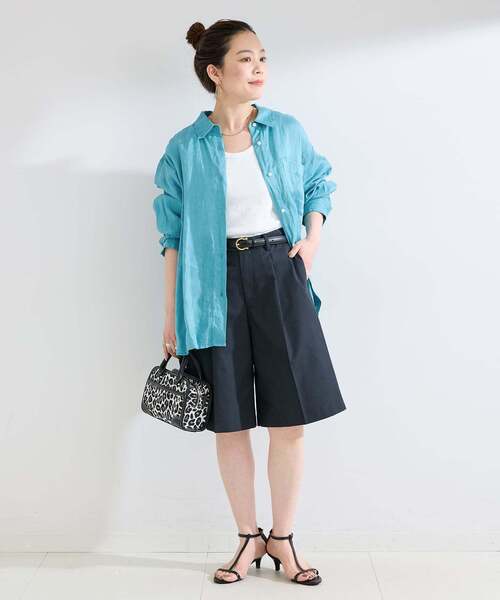 B.C STOCK（ベーセーストック）の「《S/Mサイズ展開》手洗い可 / 2WAYフレンチリネンシャツ（シャツ/ブラウス・レディース・ピンク/ホワイト/イエロー/ブルー/ライトブルー/アイボリー/ブラック/オレンジ/エメラルドブルー・MEDIUM/SMALL）」の19枚目の写真