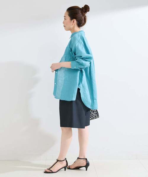 B.C STOCK（ベーセーストック）の「《S/Mサイズ展開》手洗い可 / 2WAYフレンチリネンシャツ（シャツ/ブラウス・レディース・ピンク/ホワイト/イエロー/ブルー/ライトブルー/アイボリー/ブラック/オレンジ/エメラルドブルー・MEDIUM/SMALL）」の20枚目の写真
