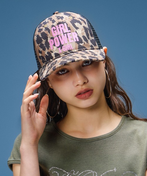 X-girl(エックスガール)の「GIRL POWER LOGO TRUCKER CAP(キャップ・レディース・ブラック/ベージュ・ONE SIZE)」の2枚目の写真