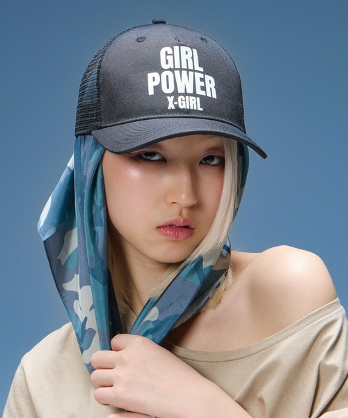 X-girl(エックスガール)の「GIRL POWER LOGO TRUCKER CAP(キャップ・レディース・ブラック/ベージュ・ONE SIZE)」の20枚目の写真