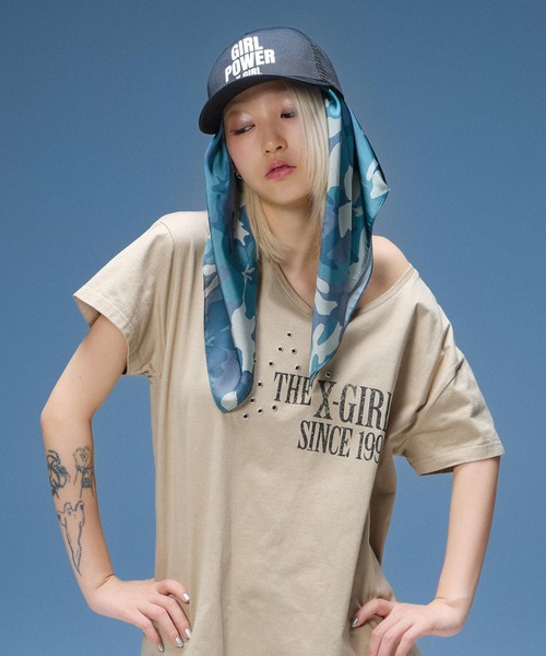 X-girl(エックスガール)の「GIRL POWER LOGO TRUCKER CAP(キャップ・レディース・ブラック/ベージュ・ONE SIZE)」の22枚目の写真