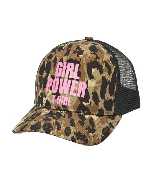 X-girl(エックスガール)の「GIRL POWER LOGO TRUCKER CAP(キャップ・レディース・ブラック/ベージュ・ONE SIZE)」の5枚目の写真