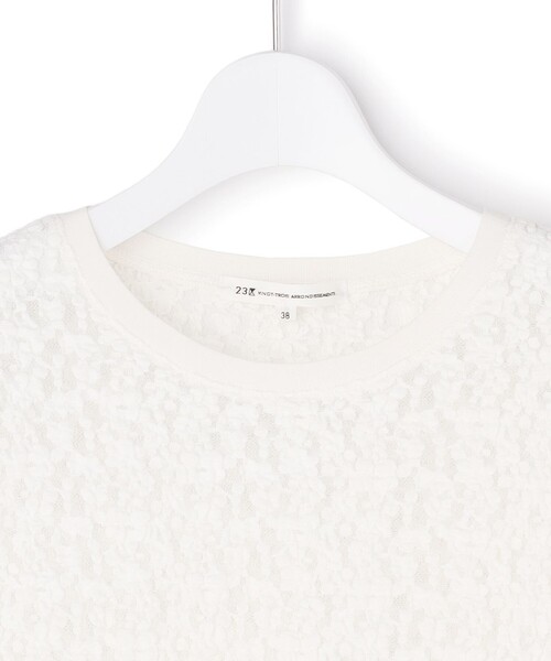 23区(ニジュウサンク)の「リンクルレースジャージー 5分袖 TEE(Tシャツ/カットソー・レディース・ブラック系/ホワイト系・40/38)」の12枚目の写真