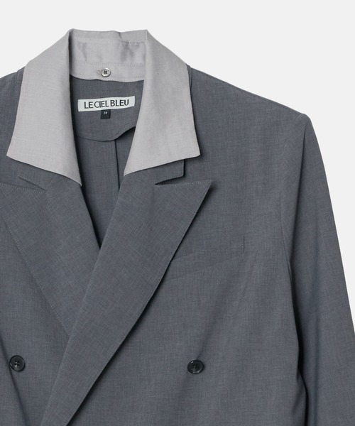LE CIEL BLEU(ルシェルブルー)の「デタッチャブルカラーシャツジャケット / Detachable-Collar Shirt Jacket(テーラードジャケット・レディース・ブラック/グレー/ネイビー・34/36)」の6枚目の写真