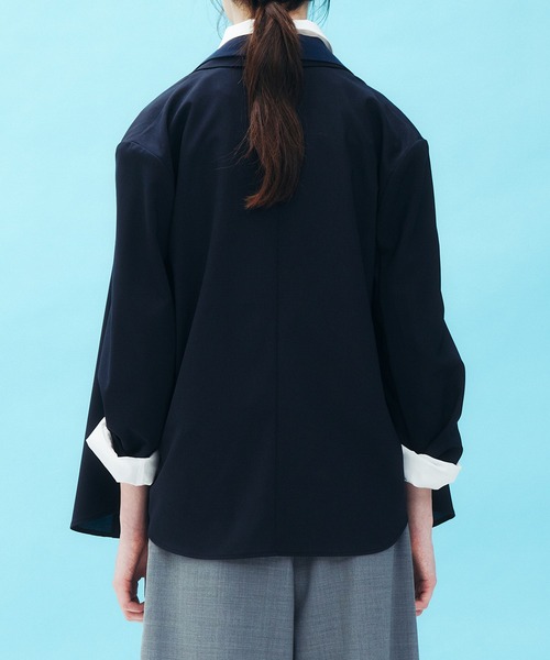 LE CIEL BLEU(ルシェルブルー)の「デタッチャブルカラーシャツジャケット / Detachable-Collar Shirt Jacket(テーラードジャケット・レディース・ブラック/グレー/ネイビー・34/36)」の13枚目の写真