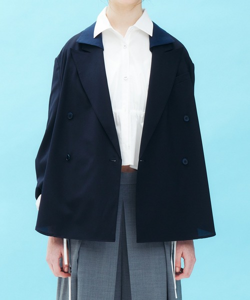 LE CIEL BLEU(ルシェルブルー)の「デタッチャブルカラーシャツジャケット / Detachable-Collar Shirt Jacket(テーラードジャケット・レディース・ブラック/グレー/ネイビー・34/36)」の12枚目の写真