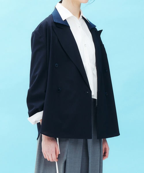 LE CIEL BLEU(ルシェルブルー)の「デタッチャブルカラーシャツジャケット / Detachable-Collar Shirt Jacket(テーラードジャケット・レディース・ブラック/グレー/ネイビー・34/36)」の11枚目の写真