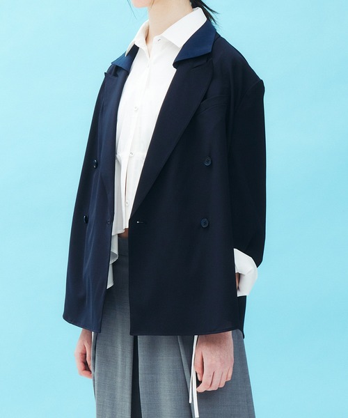 LE CIEL BLEU(ルシェルブルー)の「デタッチャブルカラーシャツジャケット / Detachable-Collar Shirt Jacket(テーラードジャケット・レディース・ブラック/グレー/ネイビー・34/36)」の10枚目の写真