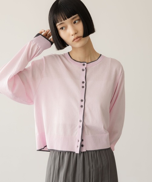 LOWRYS FARM（ローリーズファーム）の「シアーハイショクカーディガン 638451（カーディガン/ボレロ・レディース・ブラック/ピンク/ベージュ・FREE）」の3枚目の写真