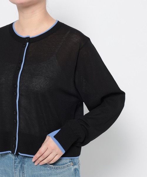 LOWRYS FARM（ローリーズファーム）の「シアーハイショクカーディガン 638451（カーディガン/ボレロ・レディース・ブラック/ピンク/ベージュ・FREE）」の8枚目の写真