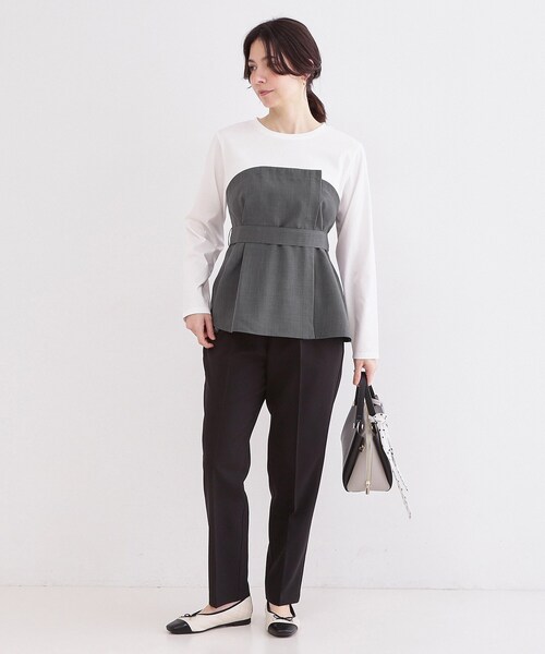 OPAQUE.CLIP（オペークドットクリップ）の「ビスチェドッキングカットソー【洗濯機OK】（Tシャツ/カットソー・レディース・チャコールグレー/ナチュラル/ブラウン系・40/42/38）」の4枚目の写真