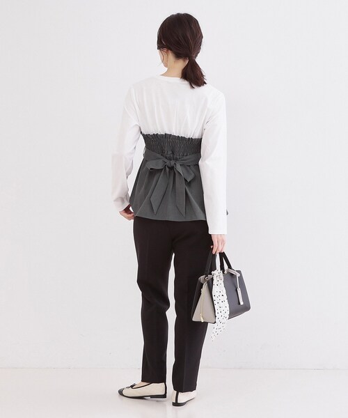 OPAQUE.CLIP（オペークドットクリップ）の「ビスチェドッキングカットソー【洗濯機OK】（Tシャツ/カットソー・レディース・チャコールグレー/ナチュラル/ブラウン系・40/42/38）」の5枚目の写真