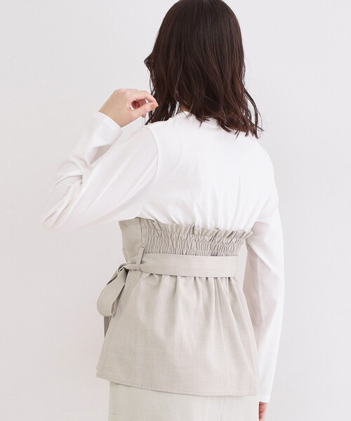 OPAQUE.CLIP（オペークドットクリップ）の「ビスチェドッキングカットソー【洗濯機OK】（Tシャツ/カットソー・レディース・チャコールグレー/ナチュラル/ブラウン系・40/42/38）」の8枚目の写真