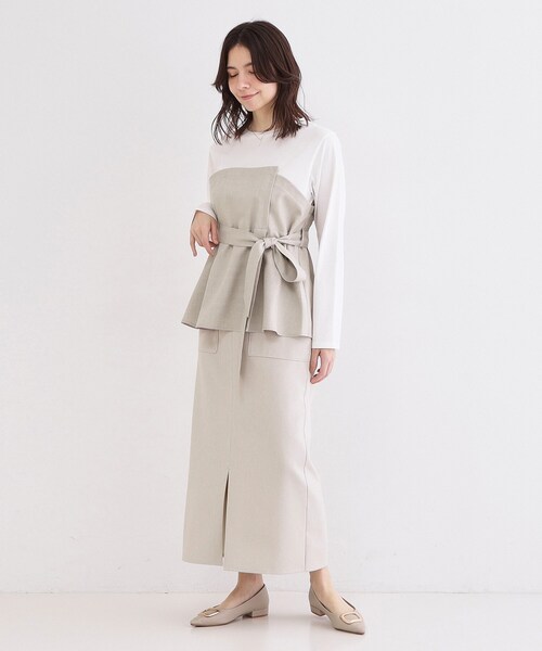 OPAQUE.CLIP（オペークドットクリップ）の「ビスチェドッキングカットソー【洗濯機OK】（Tシャツ/カットソー・レディース・チャコールグレー/ナチュラル/ブラウン系・40/42/38）」の11枚目の写真