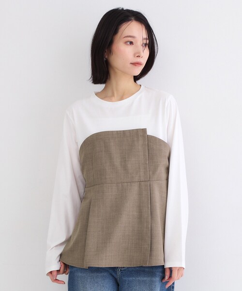 OPAQUE.CLIP（オペークドットクリップ）の「ビスチェドッキングカットソー【洗濯機OK】（Tシャツ/カットソー・レディース・チャコールグレー/ナチュラル/ブラウン系・40/42/38）」の16枚目の写真