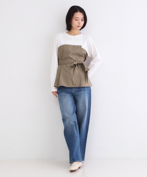 OPAQUE.CLIP（オペークドットクリップ）の「ビスチェドッキングカットソー【洗濯機OK】（Tシャツ/カットソー・レディース・チャコールグレー/ナチュラル/ブラウン系・40/42/38）」の17枚目の写真