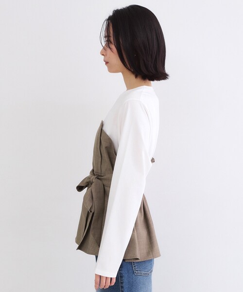 OPAQUE.CLIP（オペークドットクリップ）の「ビスチェドッキングカットソー【洗濯機OK】（Tシャツ/カットソー・レディース・チャコールグレー/ナチュラル/ブラウン系・40/42/38）」の22枚目の写真