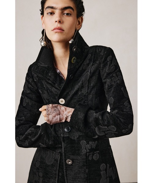 Desigual（デシグアル）の「【Desigual Studio】ジャカード織り ロングストラクチャーコート（チェスターコート・レディース・ブラック・S/M/XL/XS）」の7枚目の写真