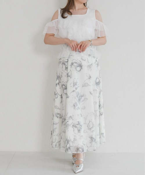 MISCH MASCH(ミッシュマッシュ)の「2026春夏新作 パウダーシフォンラッフルレイヤード肩開きニット(ニット/セーター・レディース・ピンク/ホワイト/イエロー・フリ-)」の12枚目の写真